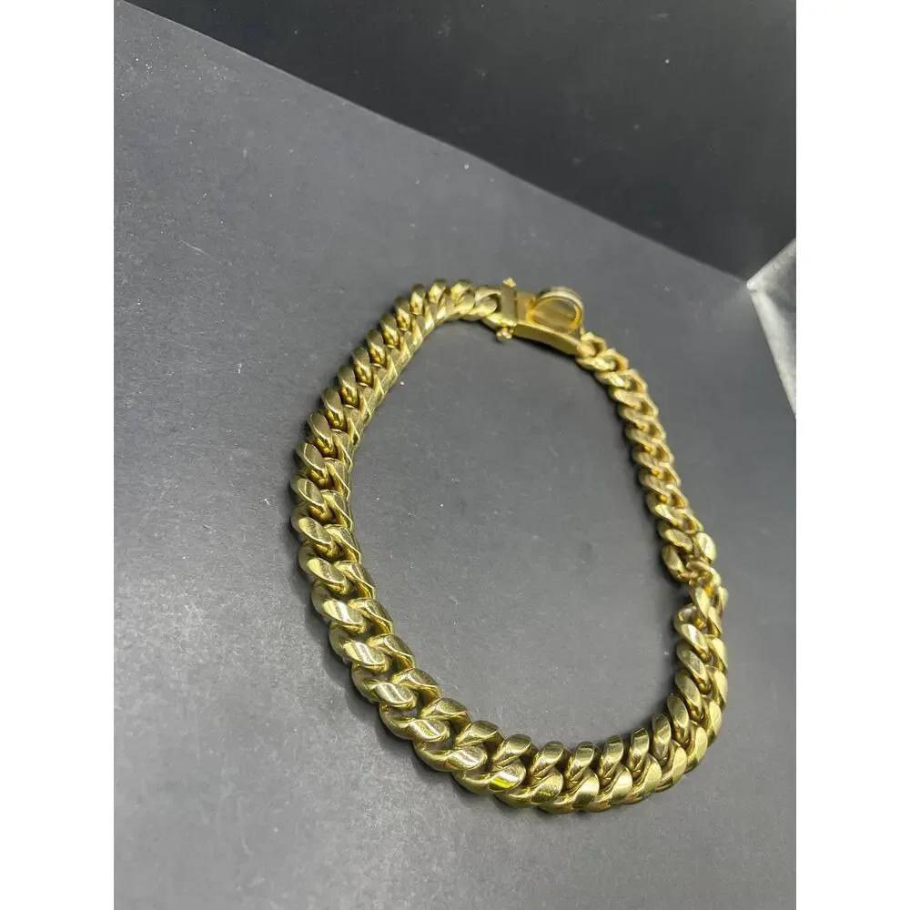 Gold Cuban Link Dog Collar Heavy Duty Metal Chain Choker Pet Leash Ring
